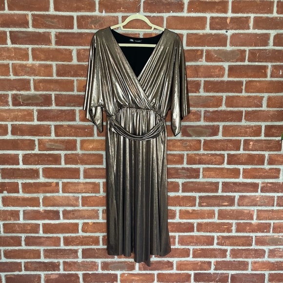 Zara Dresses Zara Metallic Midi Dress Poshmark